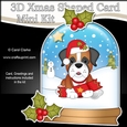 3D Shaped Christmas Snow Globe Card Kit - Cute Little Boxer Dog