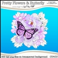 Pretty Flowers & Butterfly - CU4CU Digital Clip Art Set