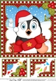 Christmas Penguin 8 x 8 Scalloped Corner Topper