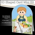 3D Shaped Card Kit - In the Garden - Young Boy has picked the Veggies