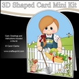 3D Shaped Card Kit - In the Garden - Young Girl has picked the Veggies