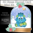 3D Shaped Christmas Snow Globe Card Kit - Cute Little Dino has a Christmas Cracker