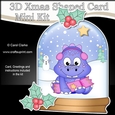 3D Shaped Christmas Snow Globe Card Kit - Cute Little Dino has a Christmas Cracker
