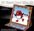 3D Easel Card Mini Kit - Christmas Pip Penguin is Ice Skating