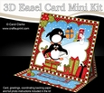 3D Easel Card Mini Kit - Christmas Penguins have lots of Presents