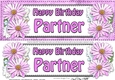 Large DL Happy Birthday PARTNER Daisies Floral 3D decoupage