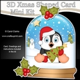 3D Shaped Christmas Snow Globe Card Kit - Penguin has a Christmas Tree