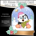 3D Shaped Christmas Snow Globe Card Kit - Penguin has a Christmas Tree