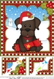 Christmas 8 x 8 Scalloped Corner Topper - Little Chocolate Labrador Dog