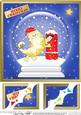 Cute Xmas Cat Snowglobe 8 x 8 Scalloped Corner Topper
