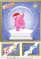 Cute Xmas Elephant Snowglobe 8 x 8 Scalloped Corner Topper