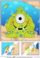 8 x 8 Cute Little Alien Scalloped Corner Topper