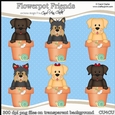 Cute Flowerpot Friends Dogs - CU4CU Digital Clip Art Set
