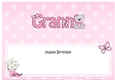Large DL Happy Birthday GRANNY insert with Livvy Bear