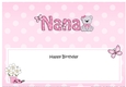 Large DL Happy Birthday NANA insert with Livvy Bear