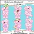 Cute Lola Elephant - CU4CU Digital Clip Art Set