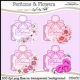 Pretty Perfume Bottles with Flowers - CU4CU Digital Clip Art Set