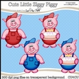 Cute Little Ziggy Piggy - CU4CU Digital Clip Art Set