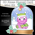 3D Shaped Christmas Snow Globe Card Kit - Cute Little Dino has a Christmas Cracker