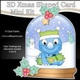 3D Shaped Christmas Snow Globe Card Kit - Cute Little Dino has a Christmas Cracker