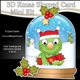 3D Shaped Christmas Snow Globe Card Kit - Cute Little Dino has a Christmas Cracker