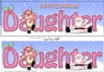 Large DL Merry Christmas DAUGHTER with Santa & Rudolph insert