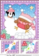 Christmas 8 x 8 Scalloped Corner Topper - Bobbin Robin is having a Snowball Fight!