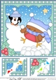 Christmas 8 x 8 Scalloped Corner Topper - Bobbin Robin is having a Snowball Fight!