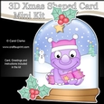 3D Shaped Christmas Snow Globe Card Kit - Cute Little Dino has a Christmas Cracker
