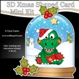 3D Shaped Christmas Snow Globe Card Kit - Cute Little Dino has a Christmas Cracker