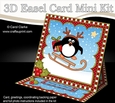 3D Easel Card Mini Kit - Christmas Pip Penguin is Sledging