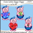 Cute Little Ziggy Piggy - CU4CU Digital Clip Art Set