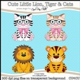 Cute Little Lion, Tiger & Cats - CU4CU Digital Clip Art Set