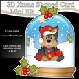 3D Shaped Christmas Snow Globe Card Kit - Cute Little Yorkie Dog