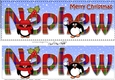 Large DL Merry Christmas NEPHEW 3D decoupage with Tartan Penguins