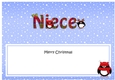 Large DL Merry Christmas NIECE insert with Tartan Penguins