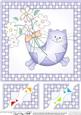 Cute Cat - 8 x 8 Scalloped Corner Topper