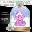 3D Shaped Christmas Snow Globe Card Kit - Cute Little Dino has a Christmas Cracker