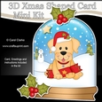 3D Shaped Christmas Snow Globe Card Kit - Cute Little Golden Labrador Dog