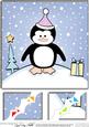 8 x 8 Cute Xmas Penguin Scalloped Corner Topper