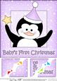 8 x 8 Baby's 1st Christmas Penguin Scalloped Corner Topper