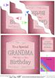Grandma Birthday Pink Champers Label Wavy Corner Stacker
