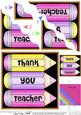 Thank You Teacher Pencils Wavy Corner Side Stacker Topper