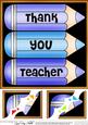 8 x 8 Thank You Teacher Pencils Scalloped Corner Topper