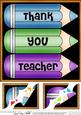 8 x 8 Thank You Teacher Pencils Scalloped Corner Topper