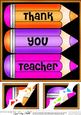 8 x 8 Thank You Teacher Pencils Scalloped Corner Topper