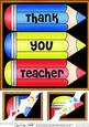 8 x 8 Thank You Teacher Pencils Scalloped Corner Topper