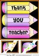 8 x 8 Thank You Teacher Pencils Scalloped Corner Topper