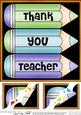 8 x 8 Thank You Teacher Pencils Scalloped Corner Topper