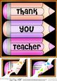 8 x 8 Thank You Teacher Pencils Scalloped Corner Topper